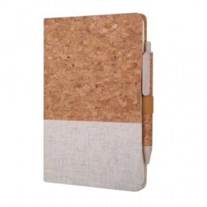 BORSA - eco-neutral Set of A5 Cork Fabric Hard Cover Notebook and Pen - White - <strong>sustainable</strong>
