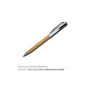 Chrome and Bamboo Metal Pen - <strong>stationery</strong>