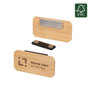 FSC-certified Sustainable Bamboo Name Badge with Magnet - <strong>eco-friendly</strong>