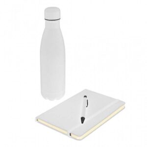 LAUTA - Giftology Set of Stainless Bottle, Notebook and Pen - White - <strong>giftset</strong>