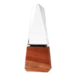 tower shaped crystal awards with wooden base 3