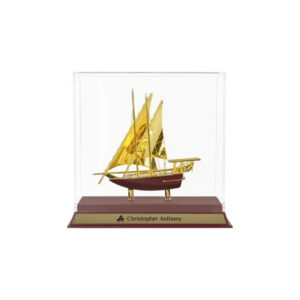 UAE Golden Dhow Memento in Wooden Base & Acrylic Case - <strong>souvenir</strong>