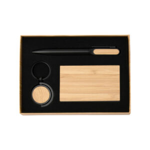 Wooden Gift Set with Card Holder, Key Chain & Metal Pen - <strong>personalized</strong>