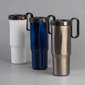 EXPLORER Powder Coating – Versatile 900ml Recycled Stainless Steel Mug with Straw