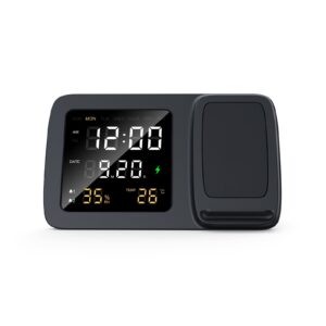 Giftology Digital Alarm Clock & Wireless Charger - Black