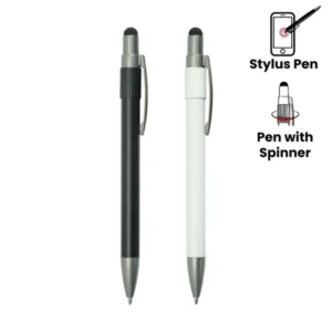 Stylus Metal Pens with Spinner – Push Button (Blue Ink)