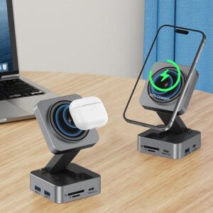 10n1 HUBMAX – Gunmetal 10-in-1 High-Capacity Charging Station with MagSafe Wireless & 100W Type-C Power