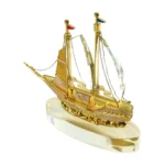 Golden Boat Shape Memento in Metal with Glass Base TR 07 View