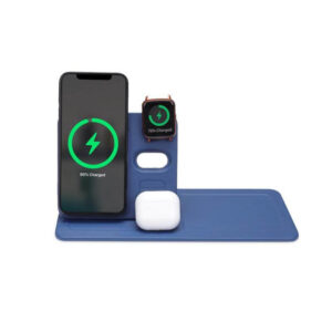 3-in-1 Magnetic Wireless Charger Desk Tray - Navy