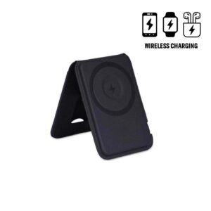 3-in-1 Magnetic Wireless Charger Card Holder - Black
