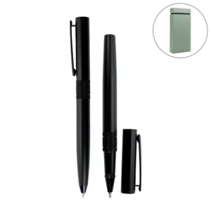 Black Metal Pen Set with Matte Finish in Hardboard Slide to Open Box