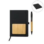 rPET and Bamboo Notebook with Pen Gift sets GS 704 BLK Blank