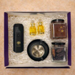 Luxury Ramadan bukhoor gift box with dates honey and attar bottle